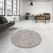 Round Machine Washable Contemporary Pale Silver Gray Rug in a Office, wshcon2772