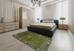 Contemporary Fern Green Modern Rug in a Bedroom, con2773