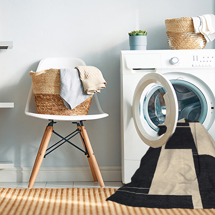 Machine Washable Contemporary Charcoal Black Rug in a Washing Machine, wshcon2776