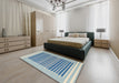 Machine Washable Contemporary Blue Ivy Blue Rug in a Bedroom, wshcon2777