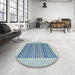 Round Machine Washable Contemporary Blue Ivy Blue Rug in a Office, wshcon2777