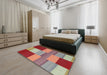 Machine Washable Contemporary Red Rug in a Bedroom, wshcon2778