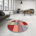 Round Machine Washable Contemporary Red Rug in a Office, wshcon2778