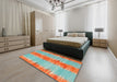 Contemporary Turquoise Green Modern Rug in a Bedroom, con2782