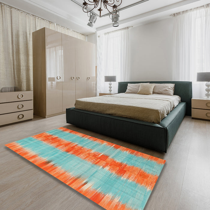 Machine Washable Contemporary Medium Turquoise Green Rug in a Bedroom, wshcon2782
