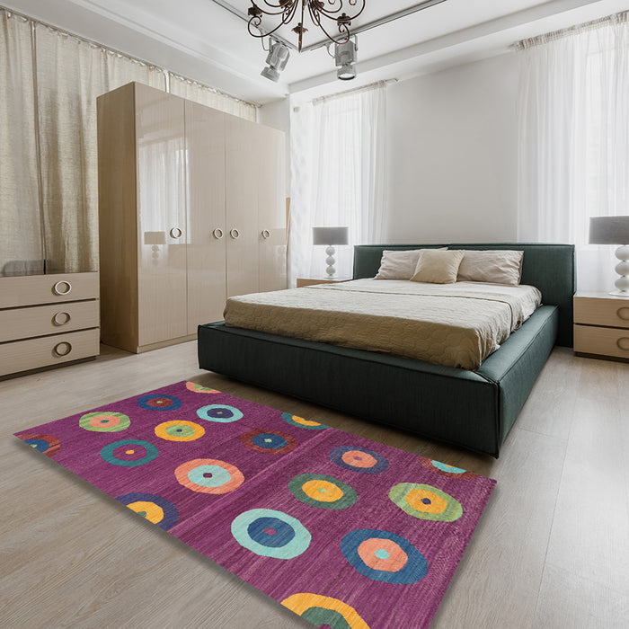 Contemporary Burnt Pink Modern Rug in a Bedroom, con2783