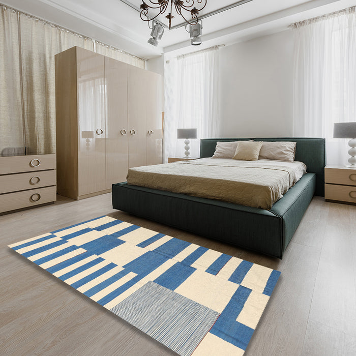 Contemporary Golden Blonde Gold Modern Rug in a Bedroom, con2787