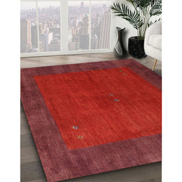 Machine Washable Contemporary Red Rug in a Family Room, wshcon2791