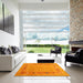 Square Contemporary Dark Orange Modern Rug in a Living Room, con2793