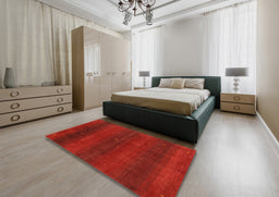 Contemporary Red Modern Rug in a Bedroom, con2794