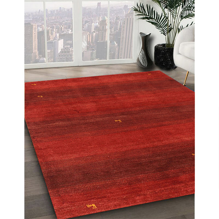 Contemporary Red Modern Rug in Family Room, con2794
