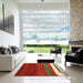 Square Contemporary Red Modern Rug in a Living Room, con2795