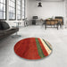 Round Contemporary Red Modern Rug in a Office, con2795