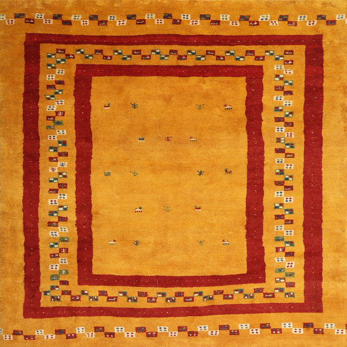 Square Contemporary Dark Orange Modern Rug, con2796