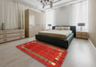 Machine Washable Contemporary Red Rug in a Bedroom, wshcon2797