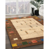 Contemporary Mahogany Brown Modern Rug, con2799