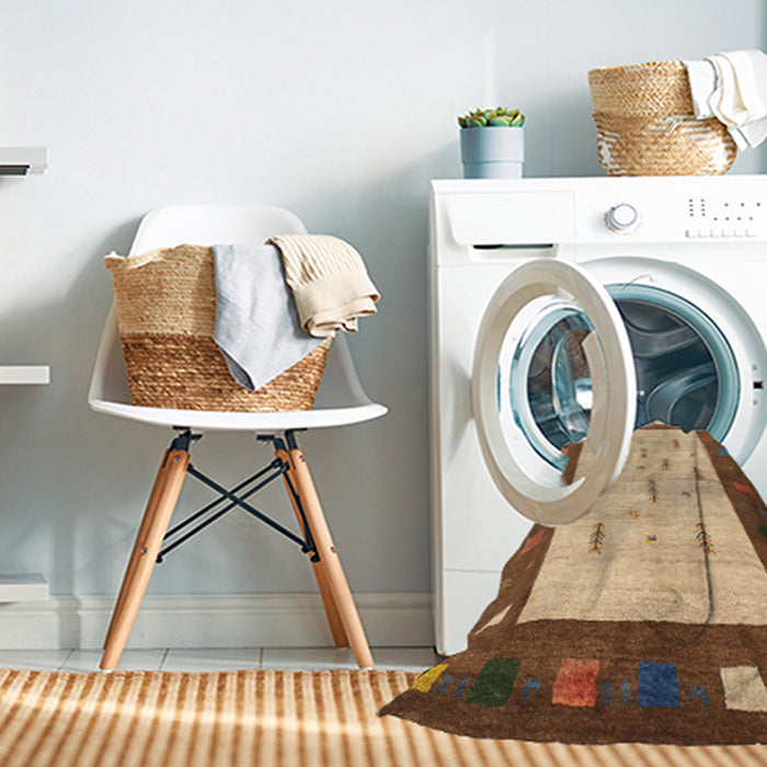 Machine Washable Contemporary Mahogany Brown Rug in a Washing Machine, wshcon2799