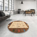 Round Machine Washable Contemporary Mahogany Brown Rug in a Office, wshcon2799