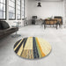 Round Machine Washable Contemporary Sun Yellow Rug in a Office, wshcon2802