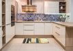 Contemporary Sun Yellow Modern Rug in a Kitchen, con2802