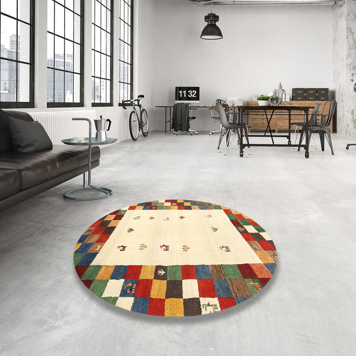 Round Machine Washable Contemporary Sienna Brown Rug in a Office, wshcon2803