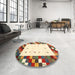 Round Machine Washable Contemporary Sienna Brown Rug in a Office, wshcon2803