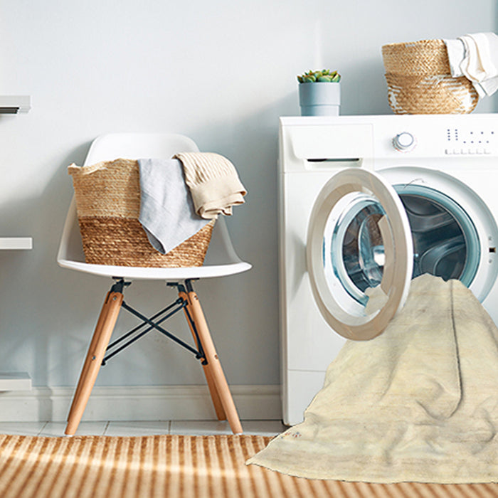 Machine Washable Contemporary Parchment Beige Rug in a Washing Machine, wshcon2804