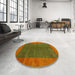 Round Contemporary Mahogany Brown Modern Rug in a Office, con2805