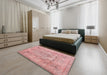 Machine Washable Contemporary Red Rug in a Bedroom, wshcon2806