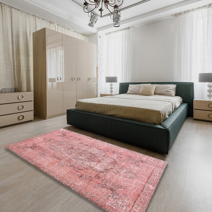 Machine Washable Contemporary Red Rug in a Bedroom, wshcon2806