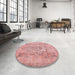 Round Contemporary Red Persian Rug in a Office, con2806