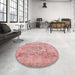 Round Machine Washable Contemporary Red Rug in a Office, wshcon2806