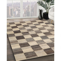 Contemporary Brown Checkered Rug, con2808