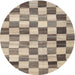 Sideview of Contemporary Brown Checkered Rug, con2808