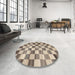 Round Machine Washable Contemporary Brown Rug in a Office, wshcon2808