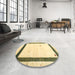 Round Contemporary Copper Green Solid Rug in a Office, con2810