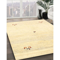 Contemporary Brown Gold Solid Rug, con2813