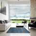 Square Contemporary Blue Modern Rug in a Living Room, con2814