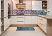 Contemporary Blue Modern Rug in a Kitchen, con2814