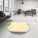 Round Machine Washable Contemporary DarkKhaki Green Rug in a Office, wshcon2815