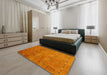 Contemporary Orange Red Modern Rug in a Bedroom, con2816