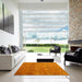 Square Contemporary Orange Red Modern Rug in a Living Room, con2816