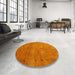 Round Contemporary Orange Red Modern Rug in a Office, con2816