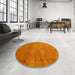 Round Machine Washable Contemporary Orange Red Rug in a Office, wshcon2816