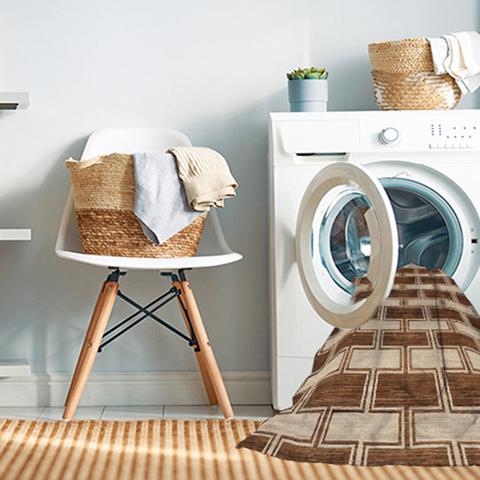 Machine Washable Contemporary Saddle Brown Rug in a Washing Machine, wshcon281
