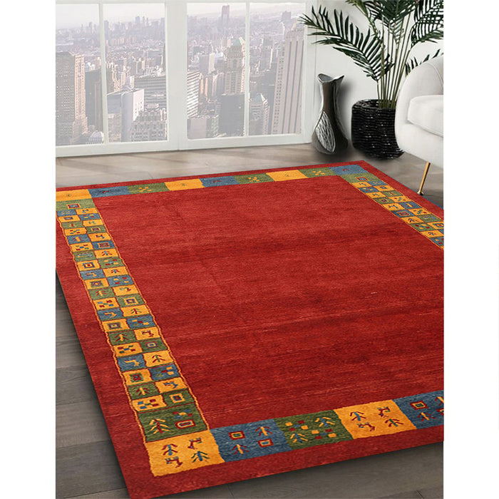 Machine Washable Contemporary Red Rug in a Family Room, wshcon2820