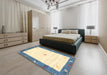 Contemporary Cadet Blue Green Modern Rug in a Bedroom, con2822