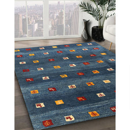 Contemporary Dark Blue Grey Blue Modern Rug in Family Room, con2823