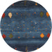 Sideview of Contemporary Blue Modern Rug, con2825