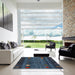 Square Contemporary Blue Modern Rug in a Living Room, con2825